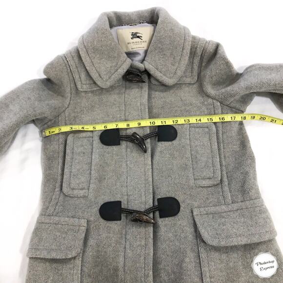 Burberry Woodville Gray Wool Toggle Peacoat - Picture 9 of 14